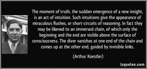 The moment of truth, the sudden emergence of a new insight, is an act ...