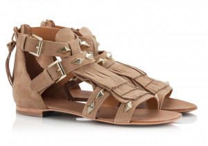 Suede Fringe Flat Sandals