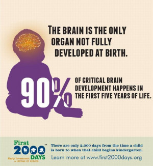 ... 90% of critical brain development happens in the first 5 years of life