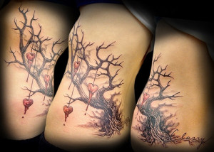 broken bleeding heart tree tattoo
