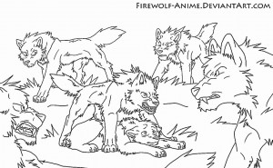 These are the pack wolves lineart firewolf anime deviantart Pictures