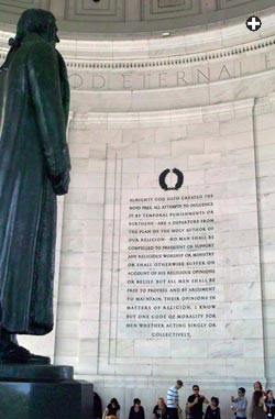 inside the Jefferson Memorial in Washington, D.C. quotes Jefferson ...