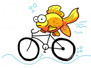 woman needs a man like a fish needs a bicycle. A goldfish riding a ...