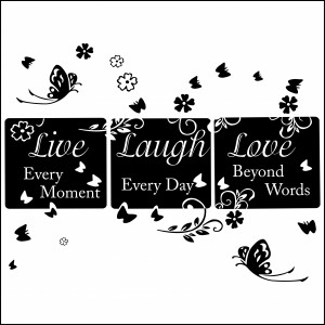 Live Laugh Love Large Flowers & Butterflies Wall Sticker