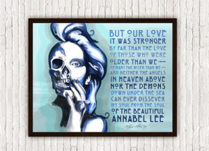 Valentines Day Edgar Allen Poe, Annabel Lee Poem Quote w/ Skeleton ...