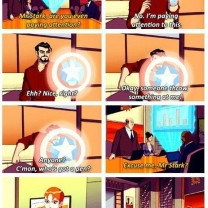 Tony Stark Plays With His New Captain America Shield On The Avengers ...