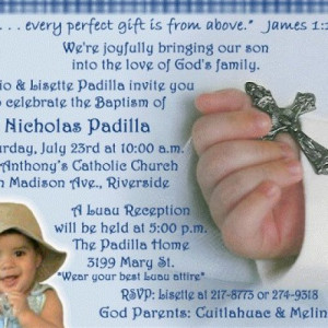 Baby Boy Cross in Hand Baptism Christening Invitation Announcement ...