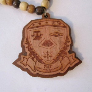 Sigma Lambda Gamma Wood Bead Engraved Crest Tiki