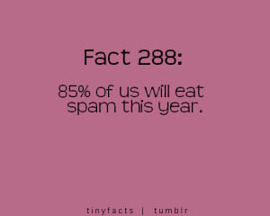 Fact Quote : 85% of us Will Eat spam This year