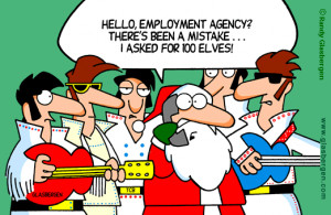 Christmas Cartoons: temp agency, office temp, elves, Elvis, Santa ...