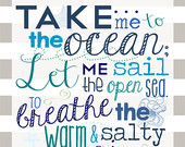 Take Me to the Ocean... - Nautical - Ocean - Sea - 8x10 print - Blues ...