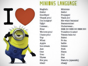 minions slang, minions language, minions accent, despicable me 2 ...