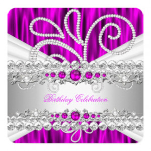 Pink Silver Diamonds Pearl Elegant Birthday Party 5.25x5.25 Square ...
