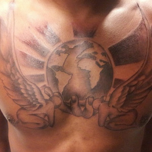Unique world angel chest tattoo uncategorized