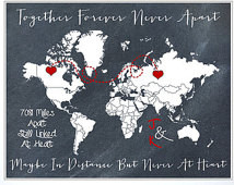 ... Military Moving Away To College Gift Quote US or World Map Print 8x10