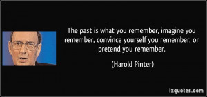 The past is what you remember, imagine you remember, convince yourself ...