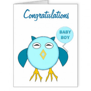 Cute Blue Baby Boy Owl Custom Card