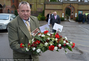 ... Ronnie Biggs' funeral in Golders Green, north London, this afternoon
