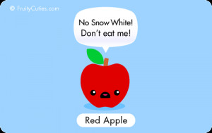 Cartoon red apple joke in a kawaii style