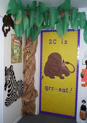 jungle classroom door decoration
