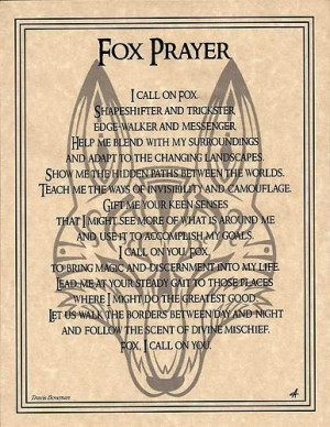 Fox Prayer Parchment Poster Animal Spirit Guide Art Print Wicca Pagan ...