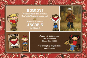 Cowboy Cowgirl Photo Card Birthday Invitation Western