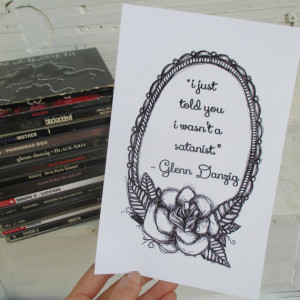 glenn danzig quote print . typography in drawn frame . funny heavy ...