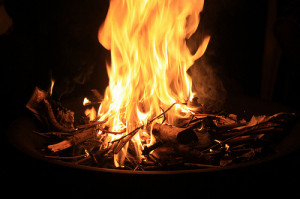 bonfire, fire, light, night, warm, warmth