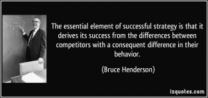 element of successful strategy is that it derives its success ...