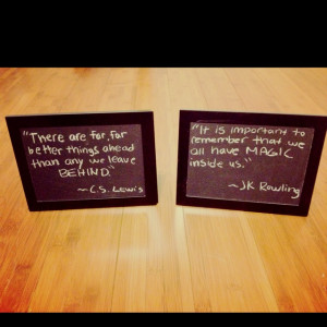 Chalkboard painted picture frames -- love the quotes they chose, too.
