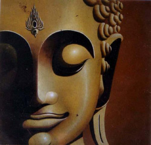 Brown Buddha with Shadow, Buddha art oil paintings