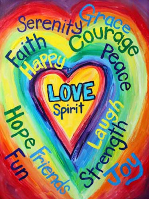 Rainbow Heart Spirit Words Painting
