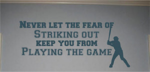 ... Quote Vinyl Fear Of Striking Out Kids Room Wall Sports Quote Decor