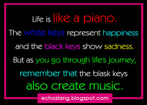 ... piano. The white keys represent happiness and black keys show sadness