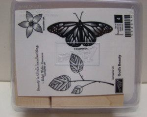 ... Wood Block Saying Butterfly Flower Stem New in plastic container