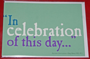 In Celebration of This Day...SHAKESPEARE Quote Greetings Card BLANK ...