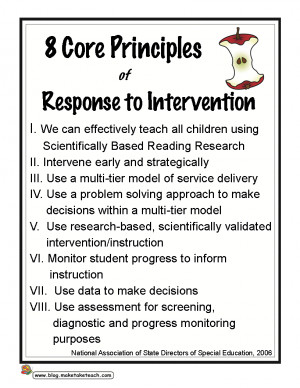 ... your free poster. 8 Core Principles of Response to Intervention