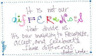 ... our inability to recognize, accept, and celebrate those difference