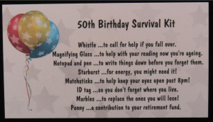 Details about 50th Birthday Survival Kit - JOKE / Novelty Gift