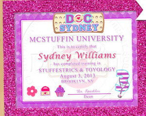 Doc Mcstuffins Inspired Diploma, Doc Mcstuffins Party Signs, Doc ...