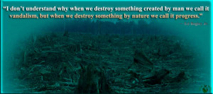 ... , but when we destroy something by nature we call it progress