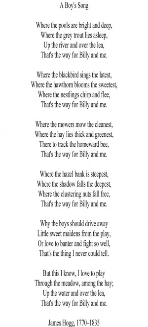 Boy's Song James Hogg, 1770–1835 http://annabelchaffer.com/