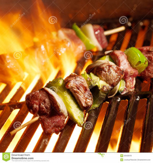 Shish Kabob Beef shish kabobs on the grill