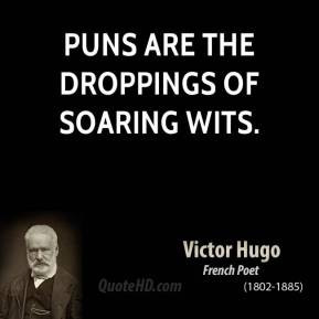 Victor Hugo - Puns are the droppings of soaring wits.