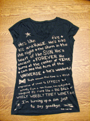 Doctor Who Tshirt (Fandom) Quote Bleached, Custom Made