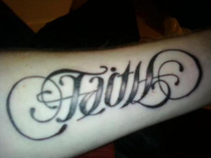 color ambigram tattoos that say hope amd faith