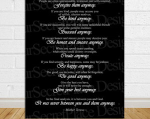 Inspira tional Wall Art Decor Mother Theresa Quote Mother Teresa Quote ...
