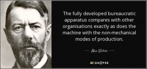 Max Weber quote: The fully developed bureaucratic apparatus ...