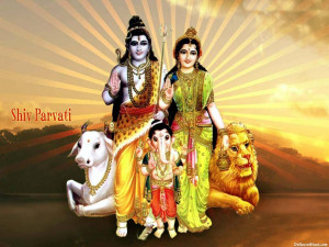 Lord Shiva, Goddess Parvati and Lord Ganesha