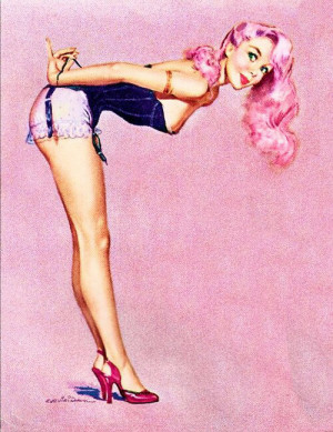 comic art, illustrations, pink hair, pop art, pulp art, retro art